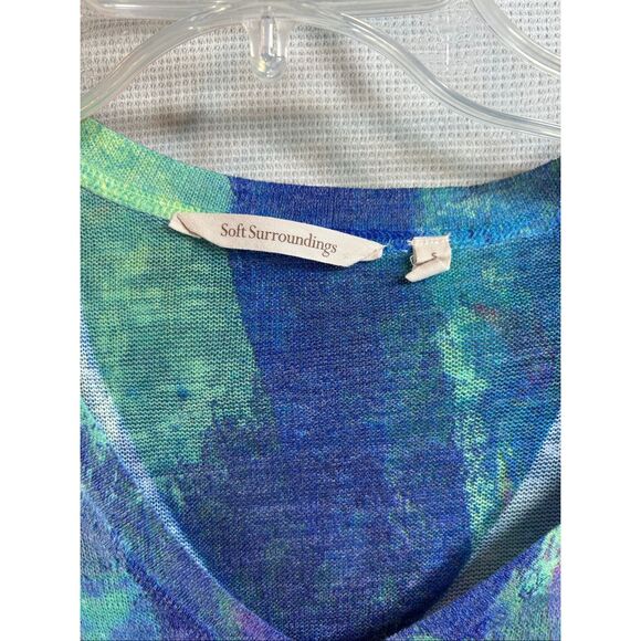 Soft Surroundings Painterly Artsy Print Tunic | V-Neck Lightweight Stretch Top S - Picture 3 of 9